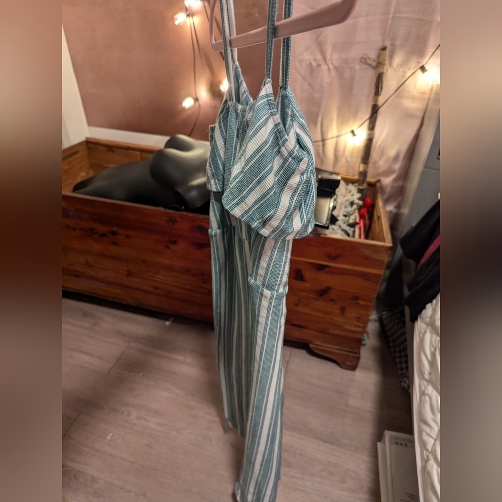 Eyeshadow Girls teal and white long pants jumpsuit‎ size 10 - Picture 9 of 12